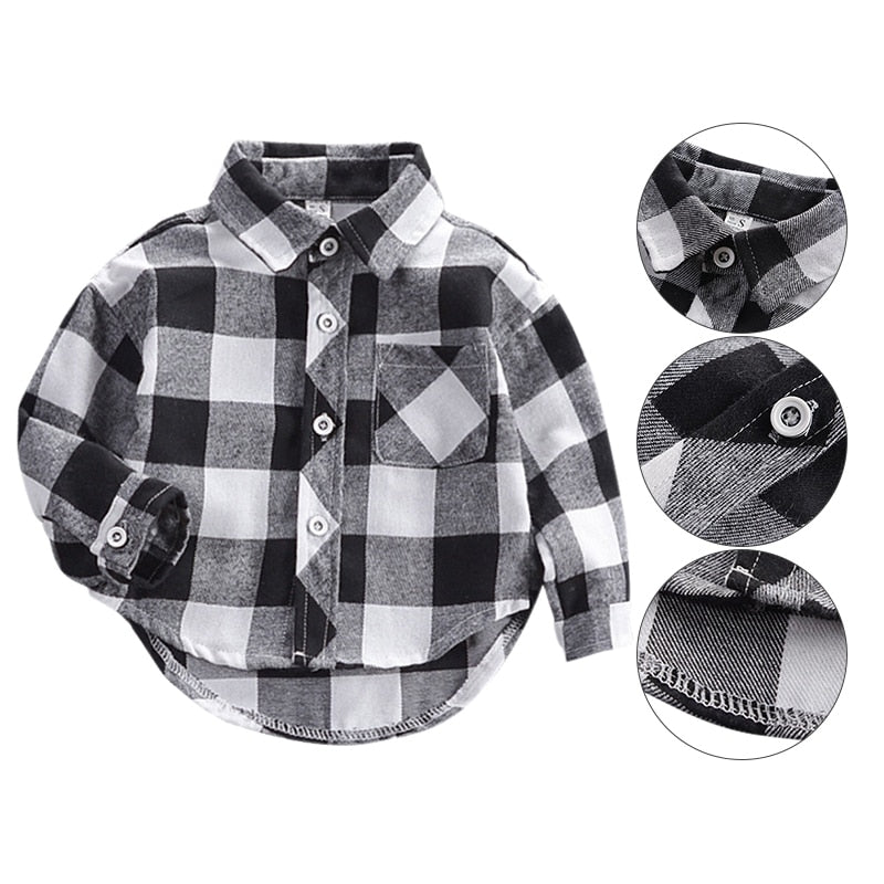 Autumn Warm Casual Baby Boys Clothes Fashion Long Sleeve Plaid Boy Shirts Tops Blouse