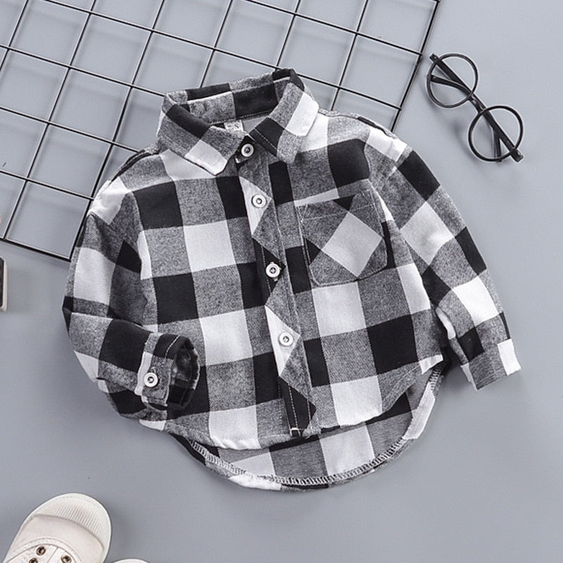 Autumn Warm Casual Baby Boys Clothes Fashion Long Sleeve Plaid Boy Shirts Tops Blouse