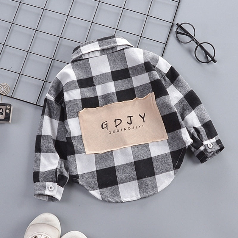 Autumn Warm Casual Baby Boys Clothes Fashion Long Sleeve Plaid Boy Shirts Tops Blouse