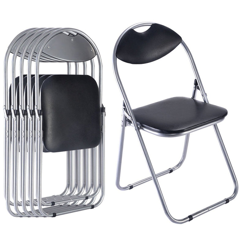 6 PCS U Shape Folding Chairs Furniture Home Outdoor Picnic Portable Black