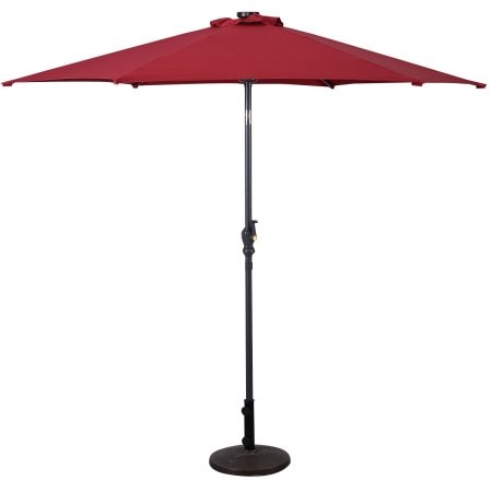 9ft Patio Solar Umbrella LED Patio Market Steel Tilt w/ Crank Outdoor (Burgundy) OP2804BUG