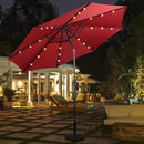 10ft Patio Solar Umbrella LED Patio Market Steel Tilt W/ Crank (Burgundy)