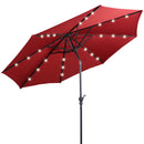 10ft Patio Solar Umbrella LED Patio Market Steel Tilt W/ Crank (Burgundy)