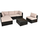 6PCS Outdoor Patio Rattan Furniture Set Cushioned Sectional Sofa Ottoman HW63878+
