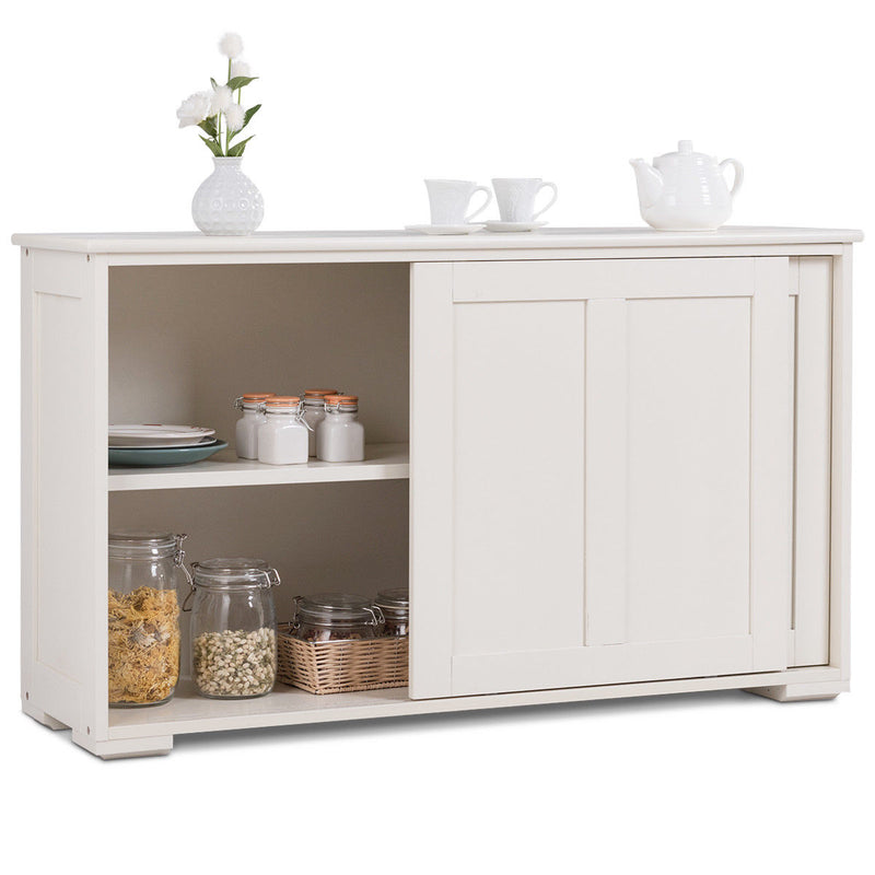 Kitchen Storage Cabinet Sideboard Buffet Cupboard Wood Sliding Door Pantry