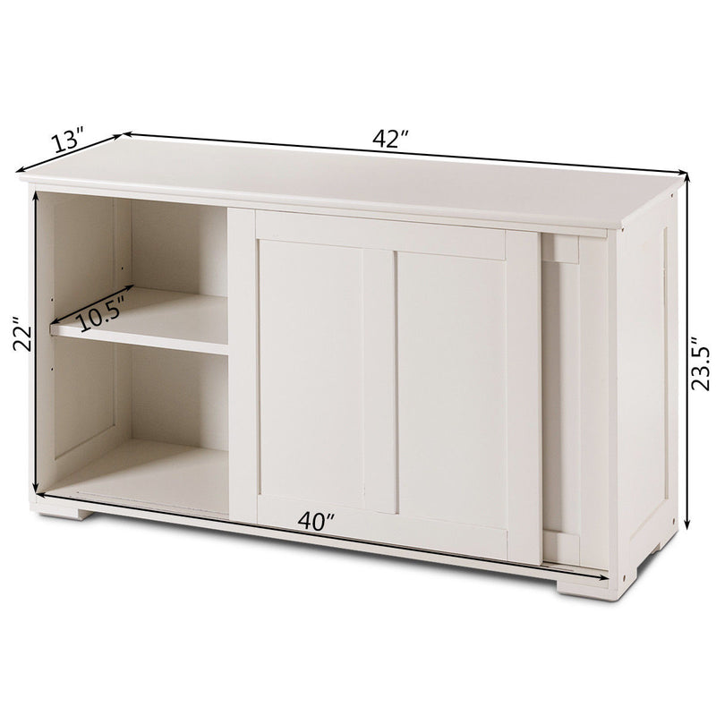 Kitchen Storage Cabinet Sideboard Buffet Cupboard Wood Sliding Door Pantry
