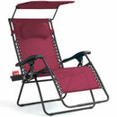 Folding Recliner Zero Gravity Lounge Chair W/ Shade Canopy Cup Holder OP3567