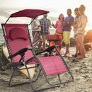 Folding Recliner Zero Gravity Lounge Chair W/ Shade Canopy Cup Holder OP3567