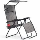 Folding Recliner Zero Gravity Lounge Chair W/ Shade Canopy Cup Holder OP3567