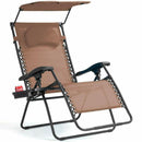 Folding Recliner Zero Gravity Lounge Chair W/ Shade Canopy Cup Holder OP3567
