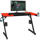 47 inch Gaming Desk Z Shape Computer Desk w/ Storage for Cup Headphone Speaker HW64030