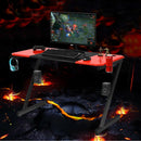 47 inch Gaming Desk Z Shape Computer Desk w/ Storage for Cup Headphone Speaker HW64030