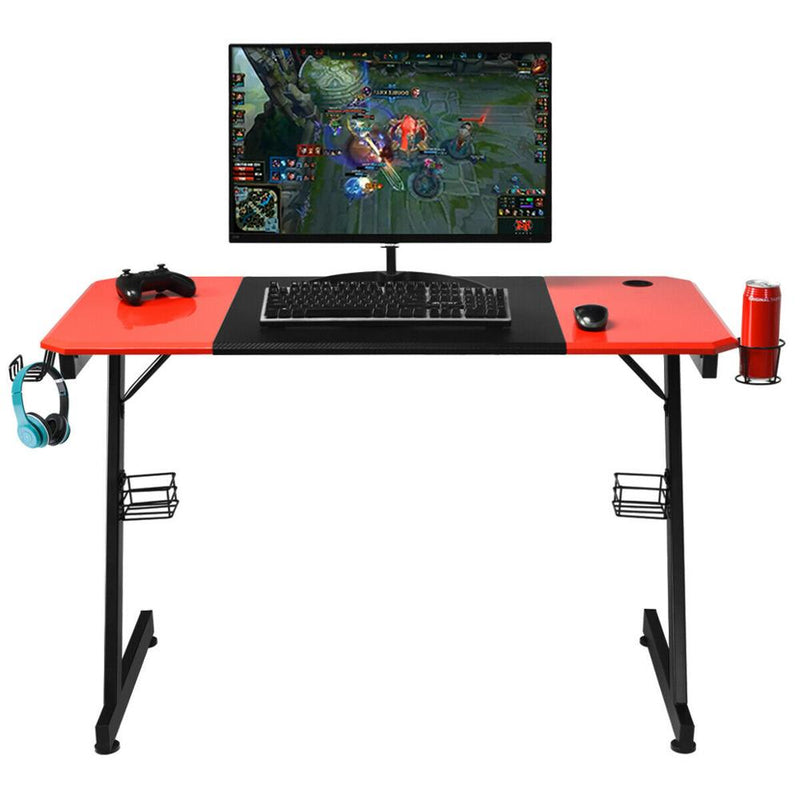 47 inch Gaming Desk Z Shape Computer Desk w/ Storage for Cup Headphone Speaker HW64030