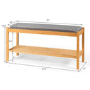 Bamboo Shoe Bench Rack W/Cushion Upholstered Padded Seat Storage Bench