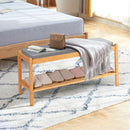 Bamboo Shoe Bench Rack W/Cushion Upholstered Padded Seat Storage Bench