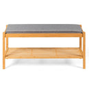 Bamboo Shoe Bench Rack W/Cushion Upholstered Padded Seat Storage Bench