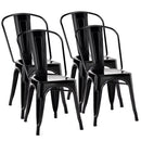 Set of 4 Distressed Style Dining Side Chair Stackable Bistro Cafe Metal Black