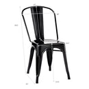 Set of 4 Distressed Style Dining Side Chair Stackable Bistro Cafe Metal Black