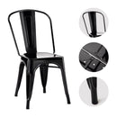 Set of 4 Distressed Style Dining Side Chair Stackable Bistro Cafe Metal Black