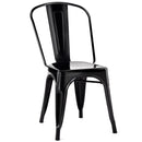Set of 4 Distressed Style Dining Side Chair Stackable Bistro Cafe Metal Black