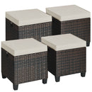 4PCS Patio Rattan Ottoman Cushioned Seat Foot Rest Coffee Table 2*HW63237