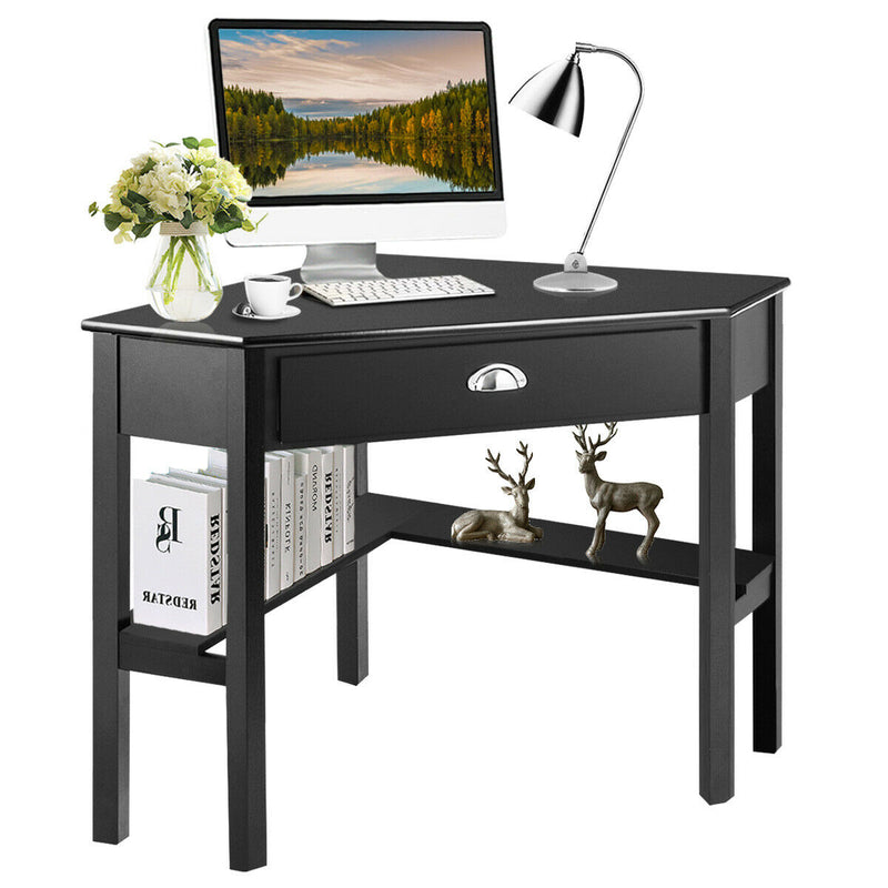 Corner Computer Desk Laptop Writing Table Wood Workstation Home Office Furniture HW53866BK