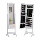Mirrored Jewelry Cabinet Armoire Storage Organizer w/Drawer & Led Lights