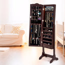 Mirrored Jewelry Cabinet Armoire Storage Organizer w/Drawer & Led Lights