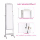 Mirrored Jewelry Cabinet Armoire Storage Organizer w/Drawer & Led Lights