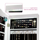 Mirrored Jewelry Cabinet Armoire Storage Organizer w/Drawer & Led Lights