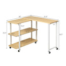 Sofa Side End Table 360° Rotating Bookcase End Table w/ Storage Shelves & Wheels HW63073