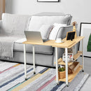 Sofa Side End Table 360° Rotating Bookcase End Table w/ Storage Shelves & Wheels HW63073