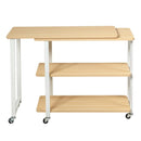 Sofa Side End Table 360° Rotating Bookcase End Table w/ Storage Shelves & Wheels HW63073