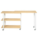 Sofa Side End Table 360° Rotating Bookcase End Table w/ Storage Shelves & Wheels HW63073