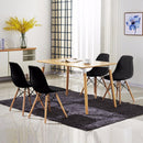 Giantex 4PCS Mid Century Modern Dining Side Chair Wood Leg Black Dining Room Furniture HW65771BK-4