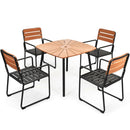 5PCS Outdoor Patio Dining Table Set Aluminium Frame Armrest Umbrella Hole Garden HW65844