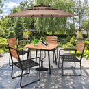 5PCS Outdoor Patio Dining Table Set Aluminium Frame Armrest Umbrella Hole Garden HW65844