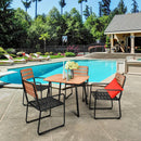 5PCS Outdoor Patio Dining Table Set Aluminium Frame Armrest Umbrella Hole Garden HW65844