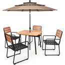 5PCS Outdoor Patio Dining Table Set Aluminium Frame Armrest Umbrella Hole Garden HW65844