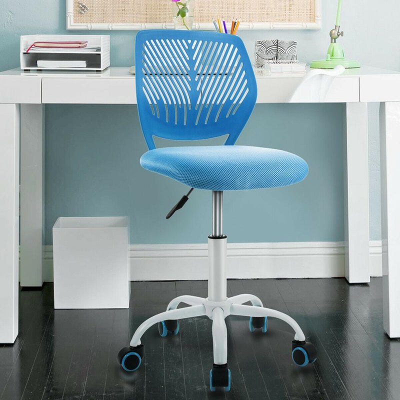 Office Task Desk Armless Chair Adjustable Mid Back Swivel Study Chair HW66350