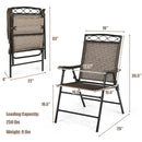 Set of 4 Patio Folding Chairs Sling Portable Dining Chair Set w/ Armrest OP70338