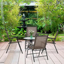 Set of 4 Patio Folding Chairs Sling Portable Dining Chair Set w/ Armrest OP70338