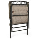 Set of 4 Patio Folding Chairs Sling Portable Dining Chair Set w/ Armrest OP70338