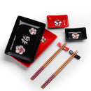 Japanese Style Plum Porcelain Sushi Plate Set with Gift Box