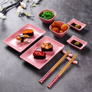 Japanese Style Pink Porcelain Sushi Set with Gift Box