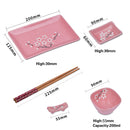 Japanese Style Pink Porcelain Sushi Set with Gift Box