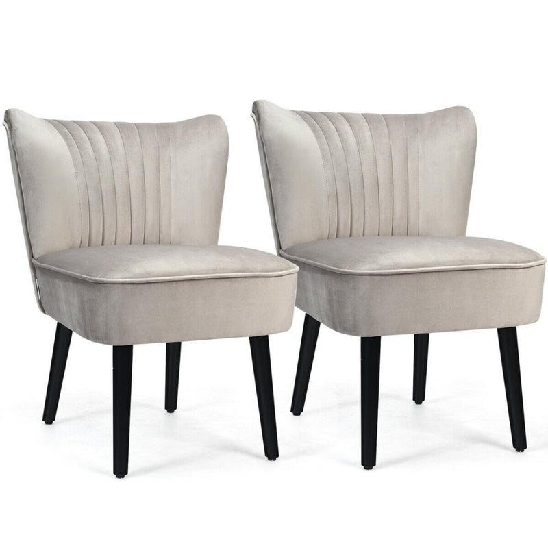 Set of 2 Armless Accent Chair Upholstered Leisure Chair Single Sofa Stone HW66401
