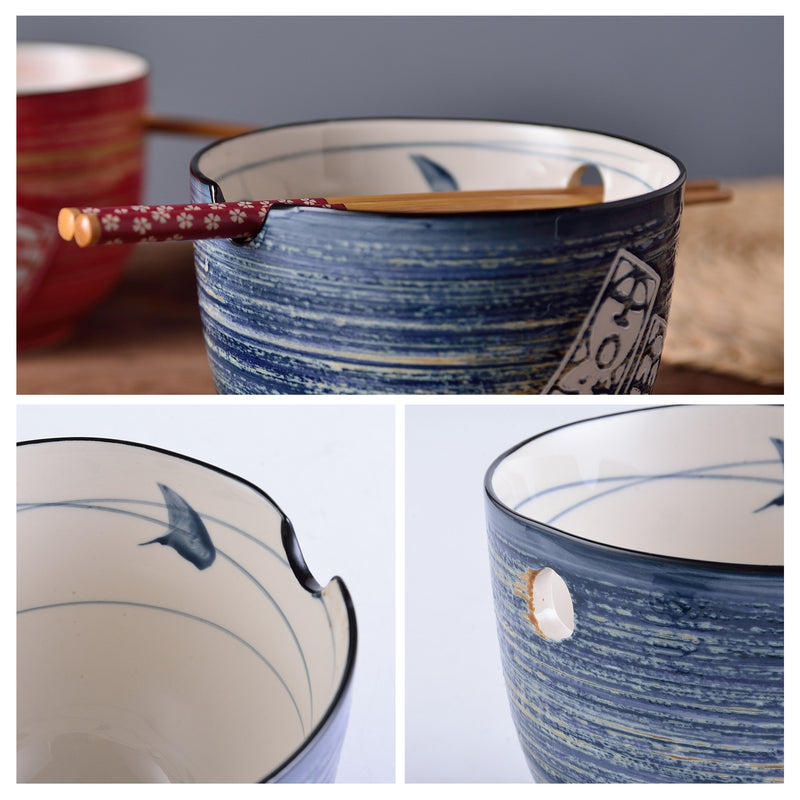 2-Piece Special Design Japanese Style 470ML Porcelain Bowl