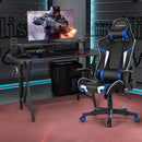 Gaming Computer Desk & Massage Gaming Chair Set w/Monitor Shelf Power Strip HW66033+HW66185
