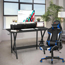 Gaming Computer Desk & Massage Gaming Chair Set w/Monitor Shelf Power Strip HW66033+HW66185